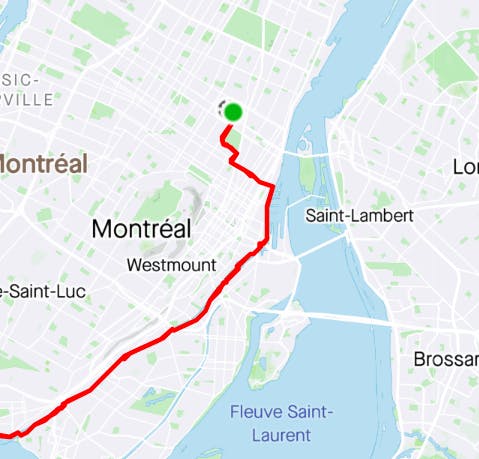 Plan du circuit pour le tour à vélo sur le canal Lachine